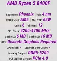 Лот: 25882027. Фото: 2. Процессор AMD Ryzen 5 8400F, 6... Комплектующие