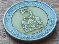 Лот: 10868073. Фото: 2. Монета 5 шиллинг пять Кения 1997... Монеты