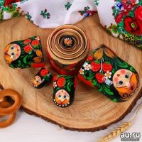 Лот: 15073644. Фото: 4. Матрешка пятикукольная "Хохлома...