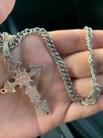 Лот: 20843658. Фото: 3. Серебряная цепь 60 см с крестом... Красноярск