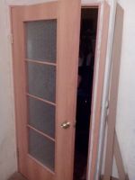 Лот: 4360429. Фото: 2. Дверь ламинированая со стеклом... Двери, окна, фурнитура
