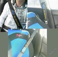 Лот: 904839. Фото: 3. Накладки на ремни SUBARU (кожа...