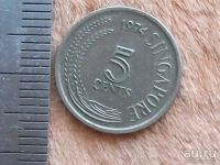 Лот: 7716277. Фото: 4. Монета 5 цент пять Сингапур 1974... Красноярск