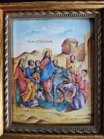 Лот: 17391145. Фото: 2. Икона финифть, "вход в Иерусалим... Живопись, скульптура, фото