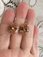 Лот: 13120810. Фото: 2. Серьги с крупным прозрачным кристаллом. Ювелирные изделия, бижутерия, часы