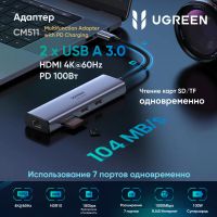 Лот: 24848665. Фото: 2. USB-хаб UGREEN USB-C Multifunction... Периферия