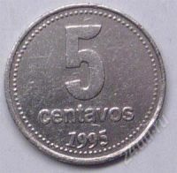 Лот: 1098842. Фото: 2. Аргентина. 5 сентаво 1995г. Монеты
