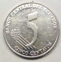Лот: 1604729. Фото: 2. Эквадор. 5 сентаво 2000г. (1-3... Монеты