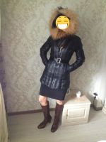 Лот: 10302644. Фото: 2. Зимний кожаный пуховик 42 размер. Женская одежда