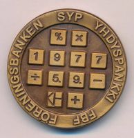 Лот: 7300489. Фото: 2. Финляндия Медаль банк FBF D -... Значки, медали, жетоны