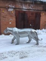 Лот: 25855461. Фото: 5. Скульптура тигра из нержавеющей...