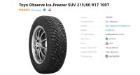 Лот: 19454075. Фото: 2. шины 215/60 R17 Toyo Observe Ice-Freezer... Шины, Диски