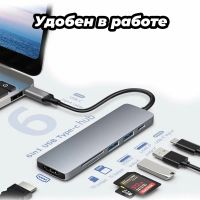 Лот: 25794721. Фото: 4. 6в1 HOCO HB24 USB-C MULTIMEDIA... Красноярск