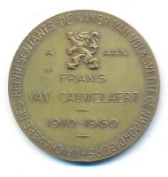 Лот: 21445785. Фото: 2. Бельгия 1960 медаль политик Франс... Значки, медали, жетоны