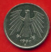 Лот: 8742906. Фото: 2. Германия ФРГ 5 марок 1991 м/д... Монеты