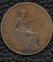 Лот: 8800604. Фото: 2. 1 пенни- Великобритания 1914. Монеты