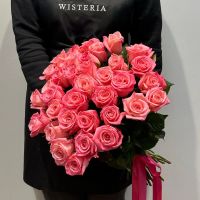 Лот: 21136367. Фото: 2. Букет 35 розовых роз. Цветы, букеты