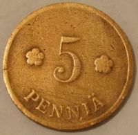 Лот: 7948249. Фото: 2. 5 пенни 1938 Финляндия Лев. Монеты