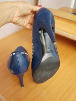 Лот: 15878419. Фото: 4. Кожаные синие туфли 37-38 размера... Красноярск