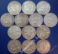 Лот: 1987117. Фото: 2. Монеты 3 пенса из старой Англии... Монеты