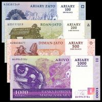 Лот: 12033124. Фото: 2. 🇲🇬 Мадагаскар набор из 4 банкноты... Банкноты