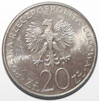 Лот: 2639356. Фото: 2. 20 злотых 1980 год. 50 лет паруснику... Монеты