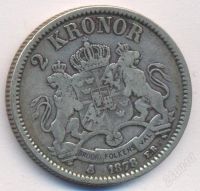 Лот: 1834629. Фото: 2. 2 кроны. Швеция 1878 год, Серебро... Монеты