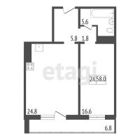 Лот: 16913216. Фото: 5. Продам 2-комн. кв. 58 кв.м. Красноярск...