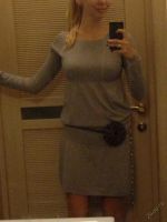 Лот: 5953370. Фото: 2. Платье серое трикотаж Италия с... Женская одежда