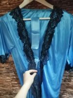 Лот: 18499362. Фото: 2. Халат голубой, шёлк с гепюрлм... Женская одежда