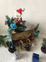 Лот: 12489896. Фото: 3. Новогодние сани с подарком. Сувениры, подарки