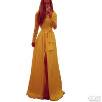 Лот: 8237723. Фото: 2. Платье лимонного цвета в пол... Женская одежда