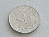 Лот: 9524773. Фото: 3. Монета 20 цент Маврикий 1990 портрет... Коллекционирование, моделизм