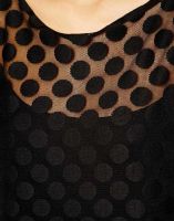 Лот: 4232296. Фото: 3. Платье-футболка из сеточки в горошек. Одежда, обувь, галантерея