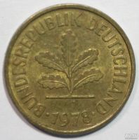 Лот: 6875153. Фото: 2. 5 пфеннигов 1978 год. F. Германия... Монеты