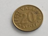 Лот: 9489226. Фото: 3. Монета 20 сенти Эстония 1992 львы... Коллекционирование, моделизм