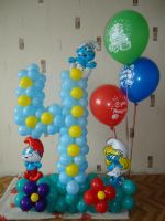 Лот: 4078725. Фото: 3. Цифра на полянке+Смурфы+3 гелиевых... Красноярск