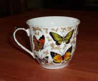 Лот: 15878841. Фото: 2. Чашка для чая кофе с бабочками... Посуда, кухонная утварь