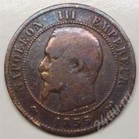 Лот: 888447. Фото: 2. Франция. 10 сантим 1855г. Наполеон... Монеты