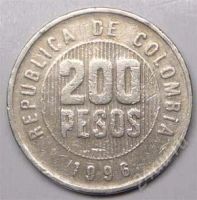 Лот: 1580595. Фото: 2. Колумбия. 200 песо 1996г. Монеты