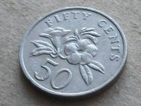 Лот: 9755300. Фото: 6. Монета 50 цент Сингапур 1989 флора...
