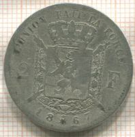 Лот: 25343967. Фото: 2. Леопольд 2 Бельгия 2 франка 1867. Монеты