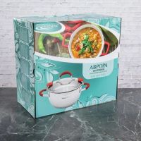 Лот: 12907247. Фото: 2. Кастрюля Аврора 4л, d-22см состеклянной... Посуда, кухонная утварь