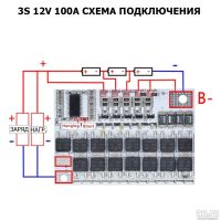 Лот: 17914408. Фото: 6. 3S 100A BMS контроллер заряда...