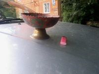 Лот: 9941329. Фото: 6. ваза латунь эмаль индия на ножке...