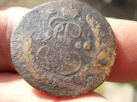 Лот: 14803945. Фото: 2. Редкая копейка 1766 года, ММ... Монеты