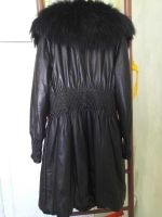 Лот: 16288817. Фото: 2. Кожаное пальто с воротником из... Женская одежда