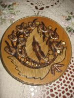 Лот: 9726028. Фото: 3. Винтажная настенная тарелка дерево... Домашний быт