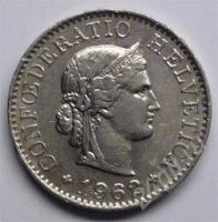 Лот: 92420. Фото: 2. Швейцария. 5 раппен 1962г. Монеты