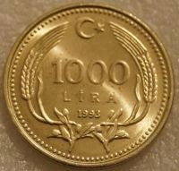 Лот: 7946227. Фото: 2. 1000 лир 1993 Турция. Монеты